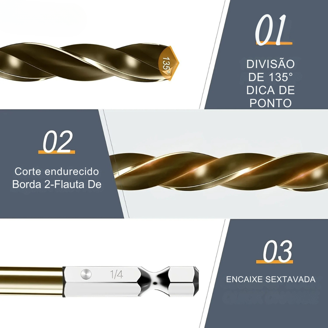 Kit Broca Sextava (Titânio ou Cobalto)