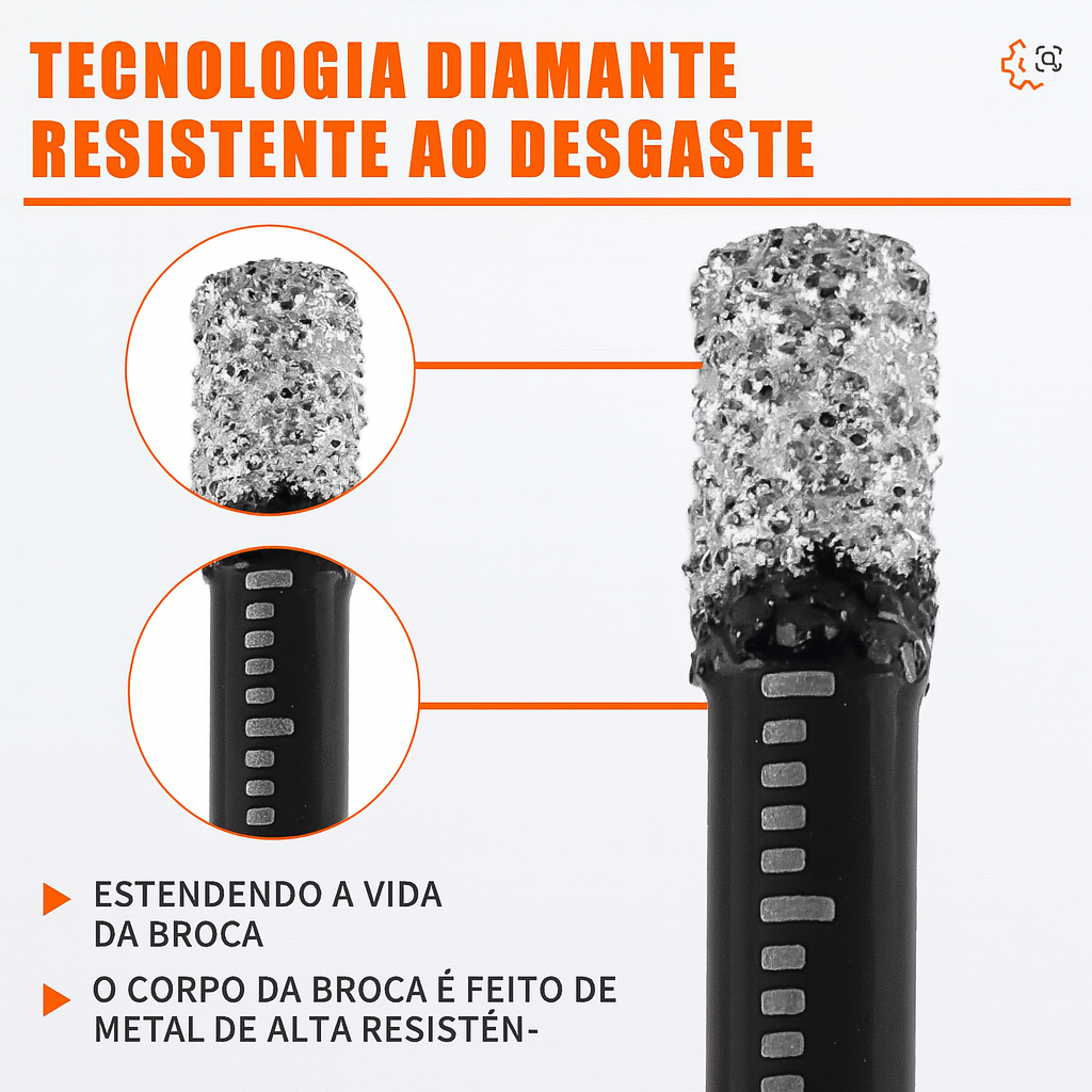 Broca para Porcelanato e Cerâmica – Revestida com Diamante 7Pcs