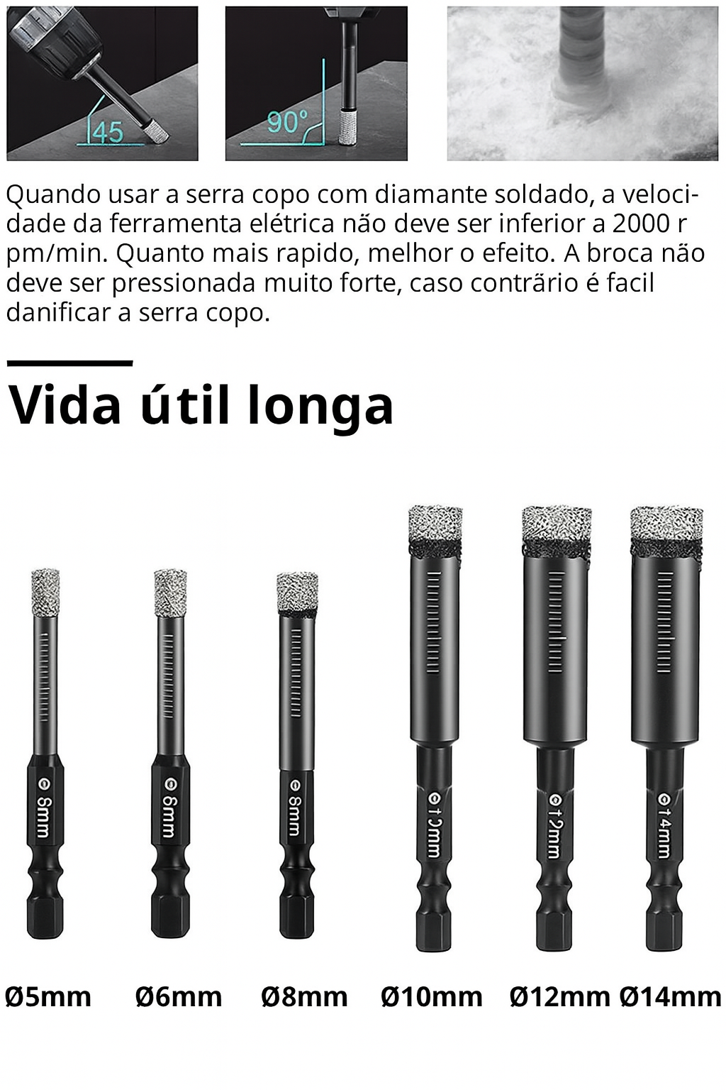 Broca para Porcelanato e Cerâmica – Revestida com Diamante 7Pcs
