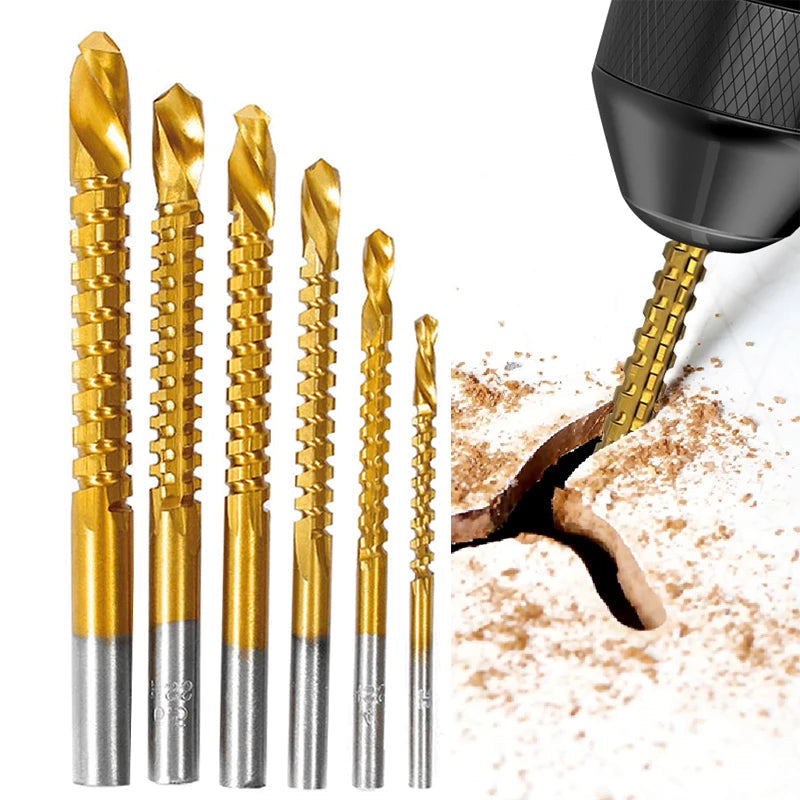 Conjunto de brocas serrilhadas HSS – Kit completo com 6 peças