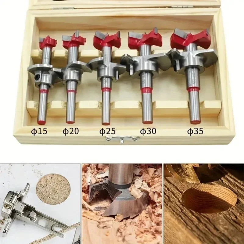 Conjunto de brocas caneco para dobradiças de armário, 5 peças