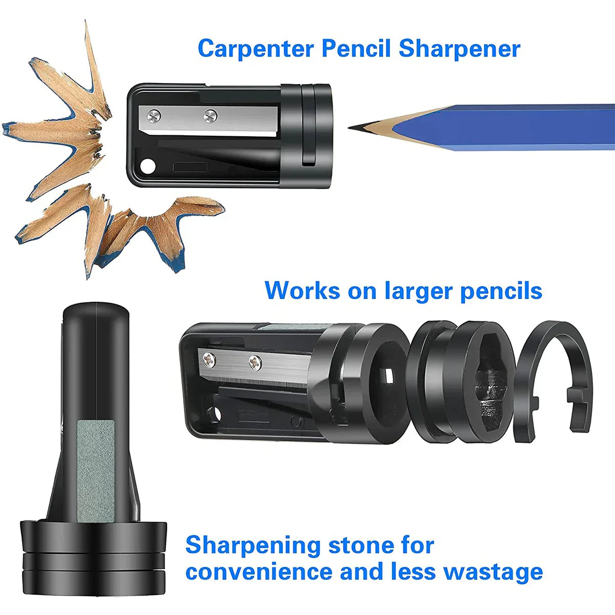 Lápis carpinteiro 12Pcs com suporte retratil e apontador