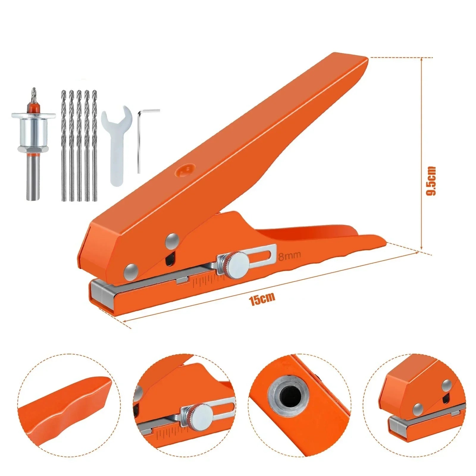 Kit de Alicate de Tapa Furo 8mm com Escareador Broca 3mm