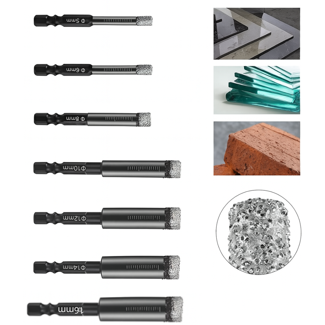 Broca para Porcelanato e Cerâmica – Revestida com Diamante 7Pcs